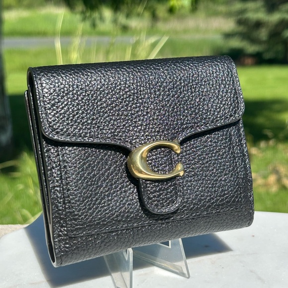 Coach Handbags - Coach Tabby Small Wallet Black Pebbled Leather Brass EUC